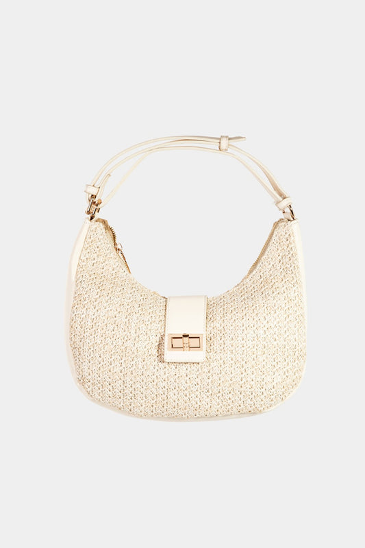 Fame Straw Braid Hobo Bag