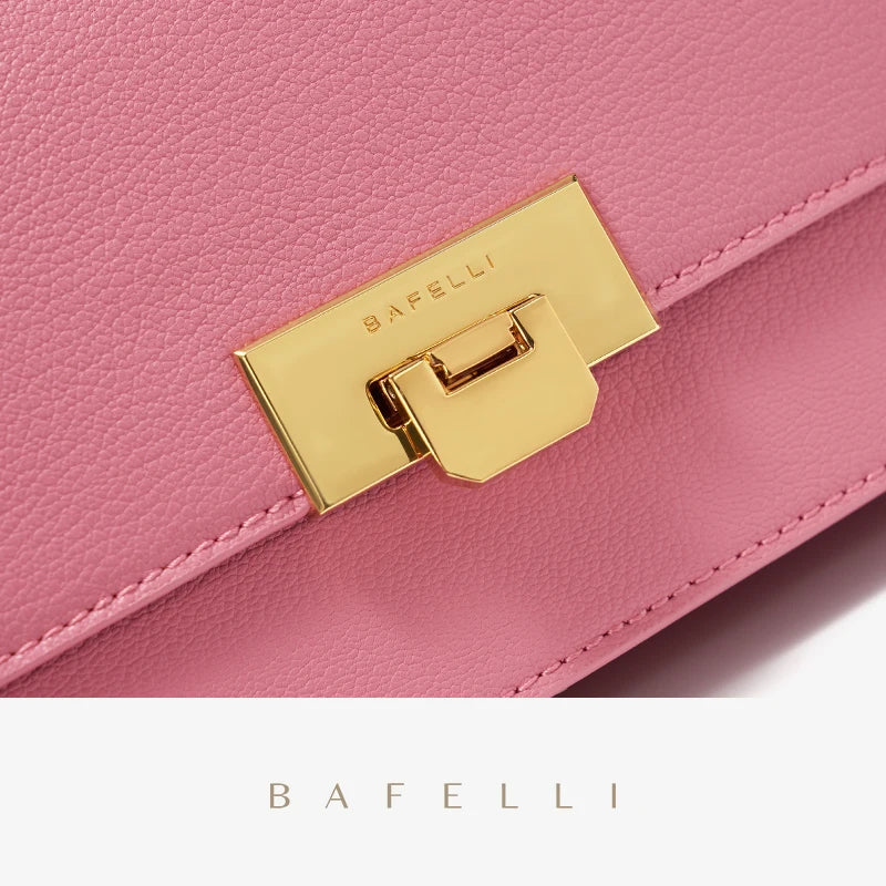 BAFELLI 2023 LUXURY BRAND CLASSIC STYLE FASHION BUSINESS ELEGANT BOXY CHAIN LEATHER SQUARE BAG HANDBAG SHOULDER CROSSBODY RETRO