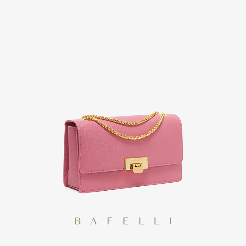 BAFELLI 2023 LUXURY BRAND CLASSIC STYLE FASHION BUSINESS ELEGANT BOXY CHAIN LEATHER SQUARE BAG HANDBAG SHOULDER CROSSBODY RETRO