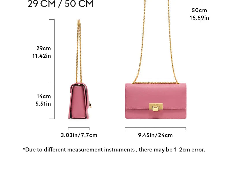 BAFELLI 2023 LUXURY BRAND CLASSIC STYLE FASHION BUSINESS ELEGANT BOXY CHAIN LEATHER SQUARE BAG HANDBAG SHOULDER CROSSBODY RETRO