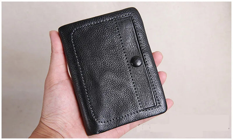 PNDME designer luxury genuine leather men women's wallet handmade soft first layer cowhide youth simple black short small purse