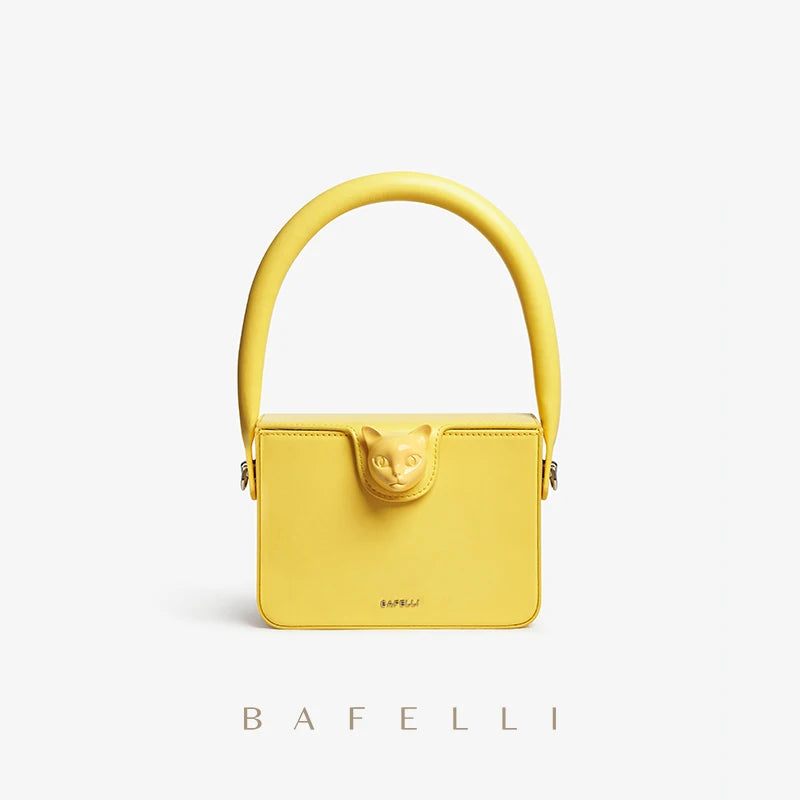 BAFELLI 2023 BAGS FOR WOMEN'S HANDBAG FASHION TREND BOXY LUXURY DESIGNER BRAND GENUINE LEATHER ORIGINAL FLAP PURSE EVENING CAT