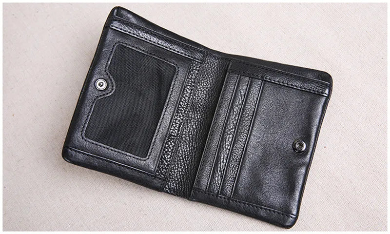 PNDME designer luxury genuine leather men women's wallet handmade soft first layer cowhide youth simple black short small purse