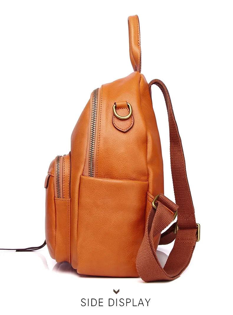 Luxury Genuine Leather Women Backpack 2024 Vintage Style Tassel Lady Travel Backpack Girl School Bag Female Leather Knapsack