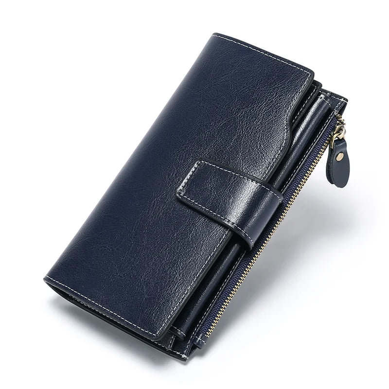 Zency Genuine Leather Ladies Wallets Luxury Card Holder Clutch Casual Women Wallets Long Large Capacity Purse Top Quality