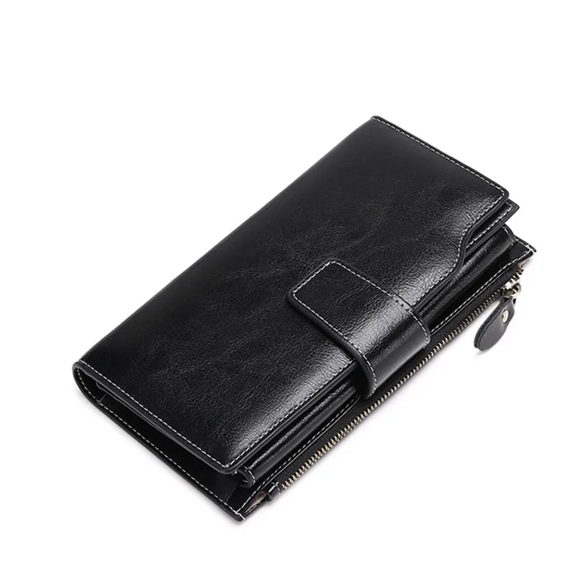 Zency Genuine Leather Ladies Wallets Luxury Card Holder Clutch Casual Women Wallets Long Large Capacity Purse Top Quality