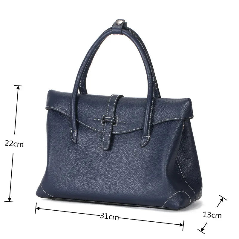 Classic Women's Handbags Genuine Leather Luxury Vintage Shoulder Crossbody Bags Large Capacity Top-Handle Bags