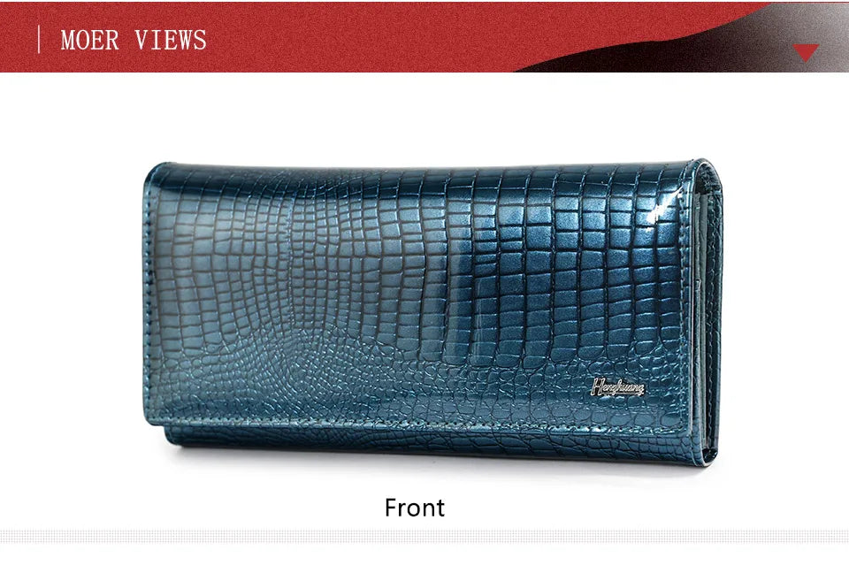 HH New Women Wallets  Luxury Brand Alligator Long Genuine Leather Ladies Clutch Coin Purse Fashion Female Crocodile Cow Moneybag