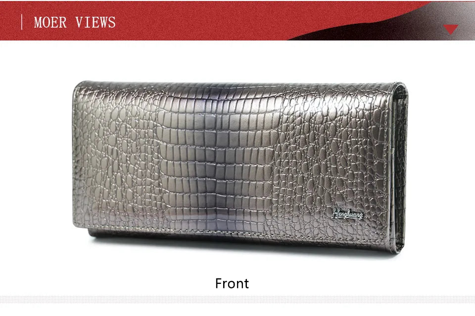 HH New Women Wallets  Luxury Brand Alligator Long Genuine Leather Ladies Clutch Coin Purse Fashion Female Crocodile Cow Moneybag