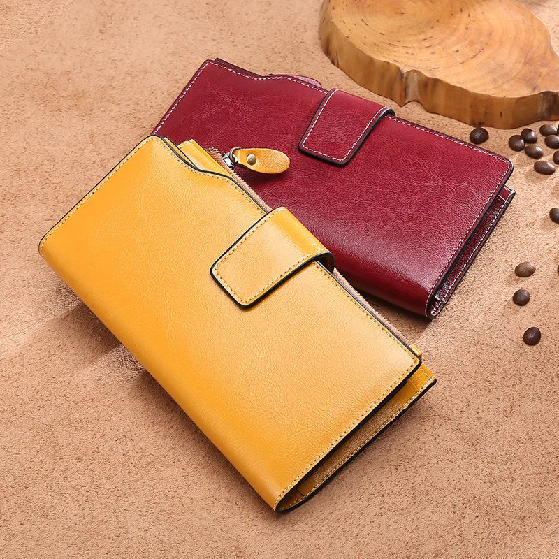 Zency Genuine Leather Ladies Wallets Luxury Card Holder Clutch Casual Women Wallets Long Large Capacity Purse Top Quality