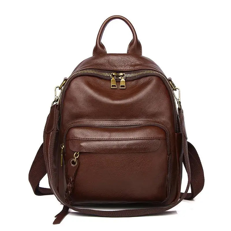 Luxury Genuine Leather Women Backpack 2024 Vintage Style Tassel Lady Travel Backpack Girl School Bag Female Leather Knapsack