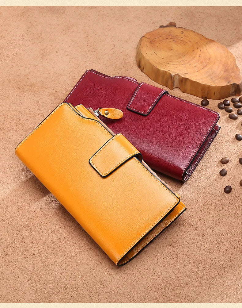 Zency Genuine Leather Ladies Wallets Luxury Card Holder Clutch Casual Women Wallets Long Large Capacity Purse Top Quality