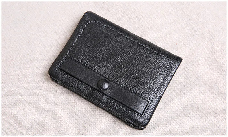 PNDME designer luxury genuine leather men women's wallet handmade soft first layer cowhide youth simple black short small purse