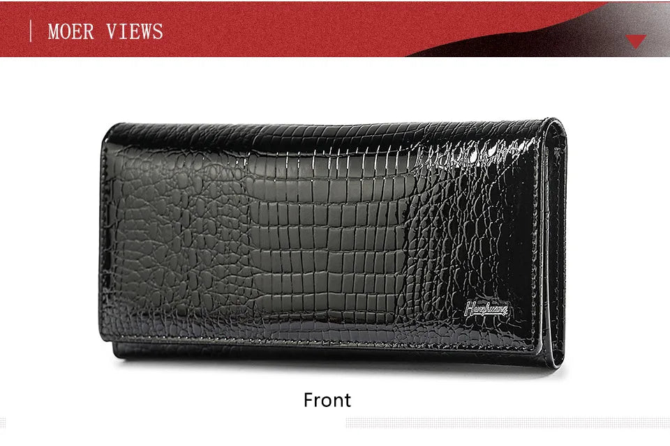 HH New Women Wallets  Luxury Brand Alligator Long Genuine Leather Ladies Clutch Coin Purse Fashion Female Crocodile Cow Moneybag