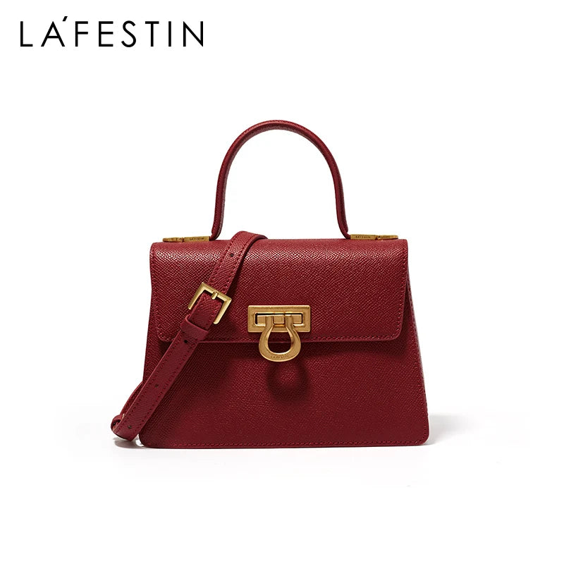 LA FESTIN Designer Handbag Women 2024 New Retro Crossbody Shoulderr Messenger Bag Leather Handbags Luxury Classic Ladies Bag