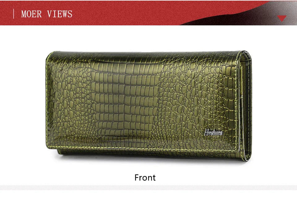 HH New Women Wallets  Luxury Brand Alligator Long Genuine Leather Ladies Clutch Coin Purse Fashion Female Crocodile Cow Moneybag