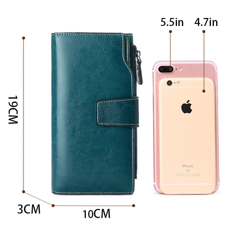 Zency Genuine Leather Ladies Wallets Luxury Card Holder Clutch Casual Women Wallets Long Large Capacity Purse Top Quality