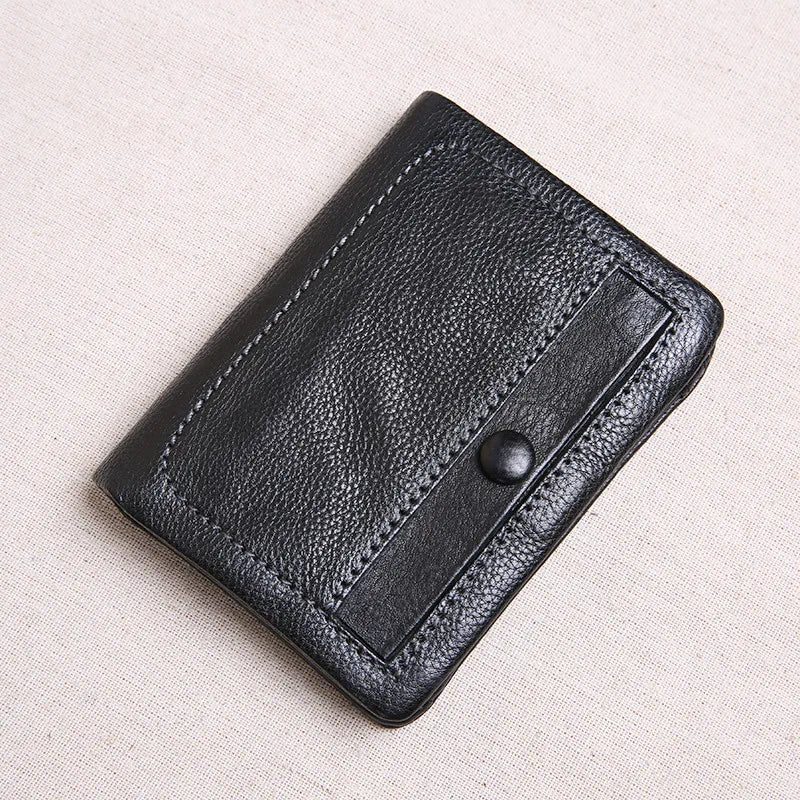 PNDME designer luxury genuine leather men women's wallet handmade soft first layer cowhide youth simple black short small purse