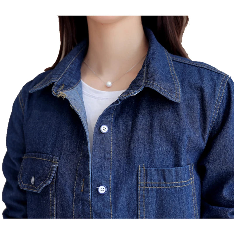 European Style Women Denim Blouse Jeans Shirt Slim Long Sleeve Jeans Shirt Female Cowboy Tops Femininas S XL XXXL Free Ship