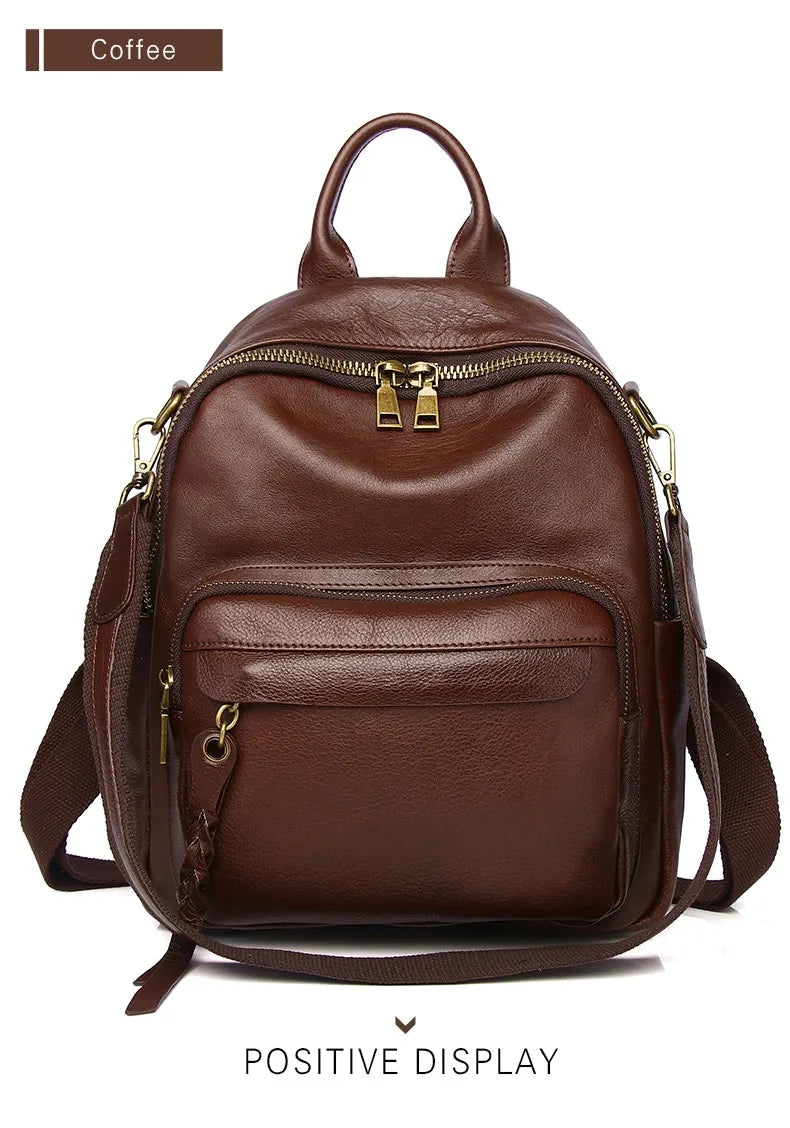 Luxury Genuine Leather Women Backpack 2024 Vintage Style Tassel Lady Travel Backpack Girl School Bag Female Leather Knapsack