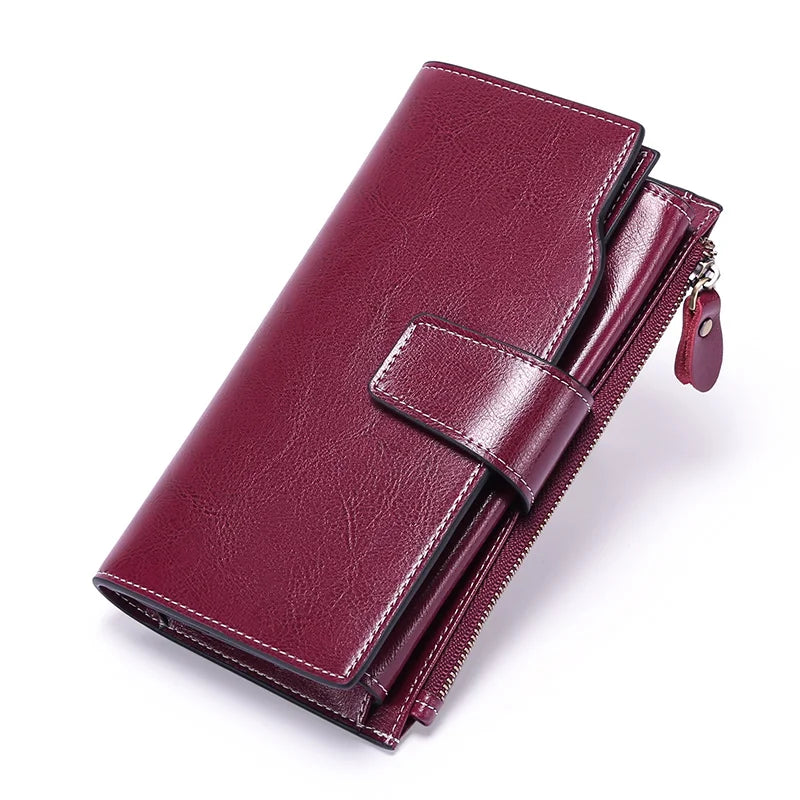 Zency Genuine Leather Ladies Wallets Luxury Card Holder Clutch Casual Women Wallets Long Large Capacity Purse Top Quality