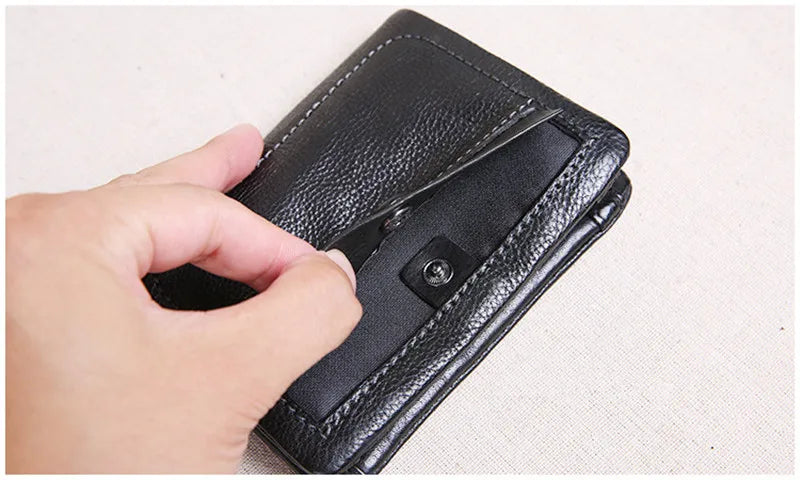 PNDME designer luxury genuine leather men women's wallet handmade soft first layer cowhide youth simple black short small purse