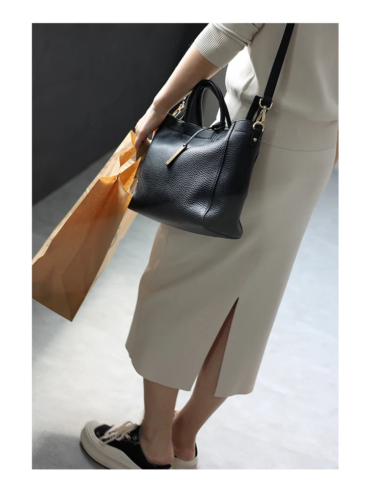 Luxury Women Handbag 100% Real Cow Leather Temperament Single Shoulder Messenger Bag Stuitable For Commuting