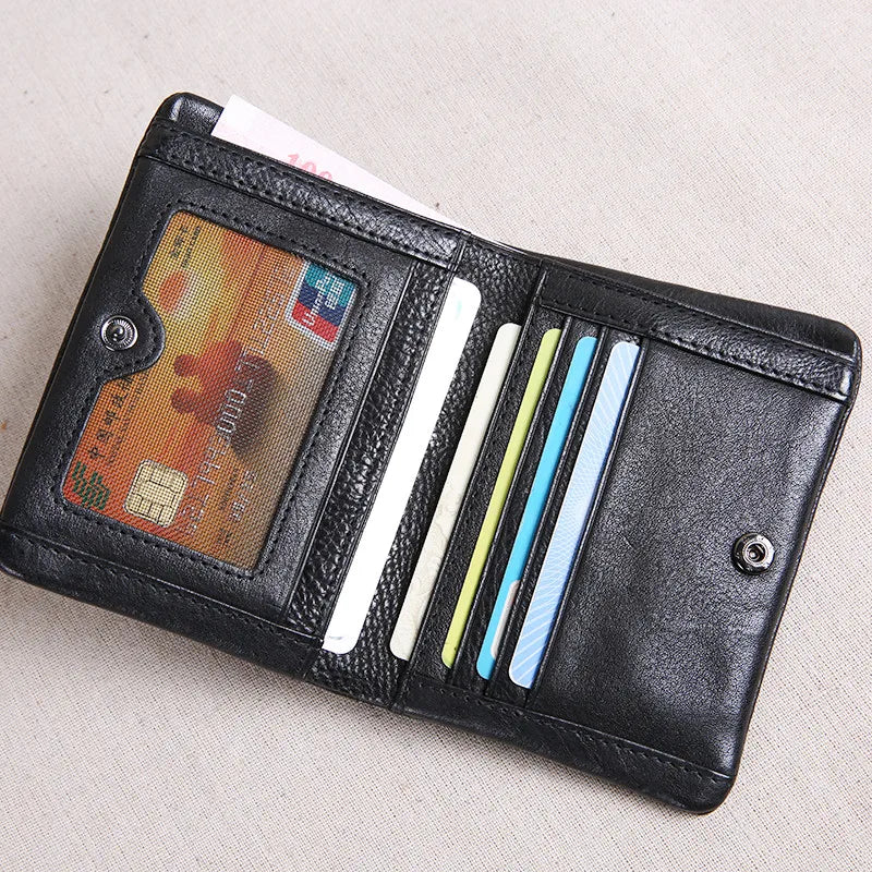 PNDME designer luxury genuine leather men women's wallet handmade soft first layer cowhide youth simple black short small purse