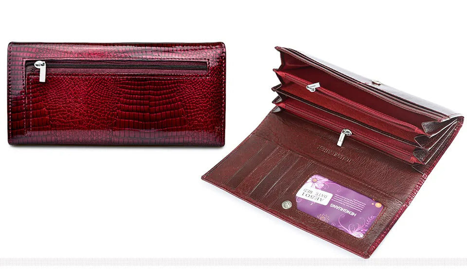 HH New Women Wallets  Luxury Brand Alligator Long Genuine Leather Ladies Clutch Coin Purse Fashion Female Crocodile Cow Moneybag