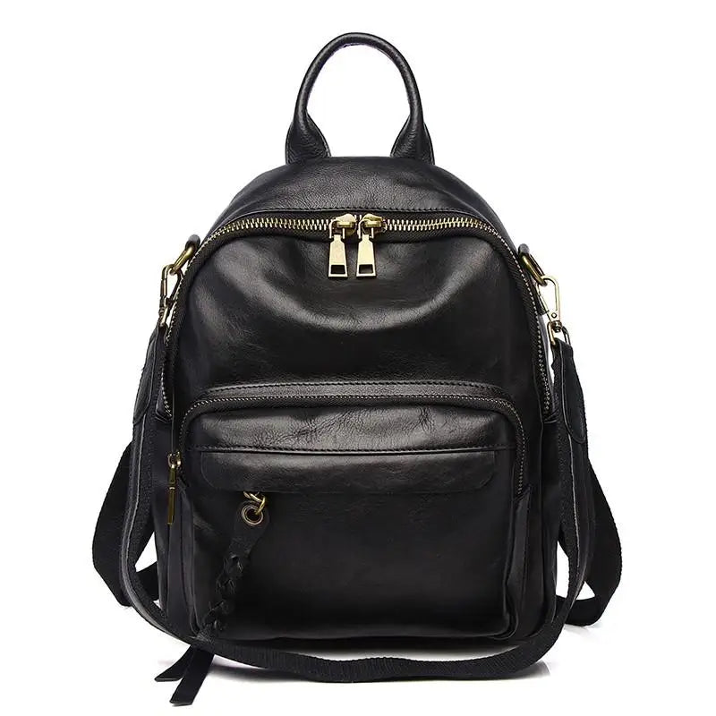 Luxury Genuine Leather Women Backpack 2024 Vintage Style Tassel Lady Travel Backpack Girl School Bag Female Leather Knapsack