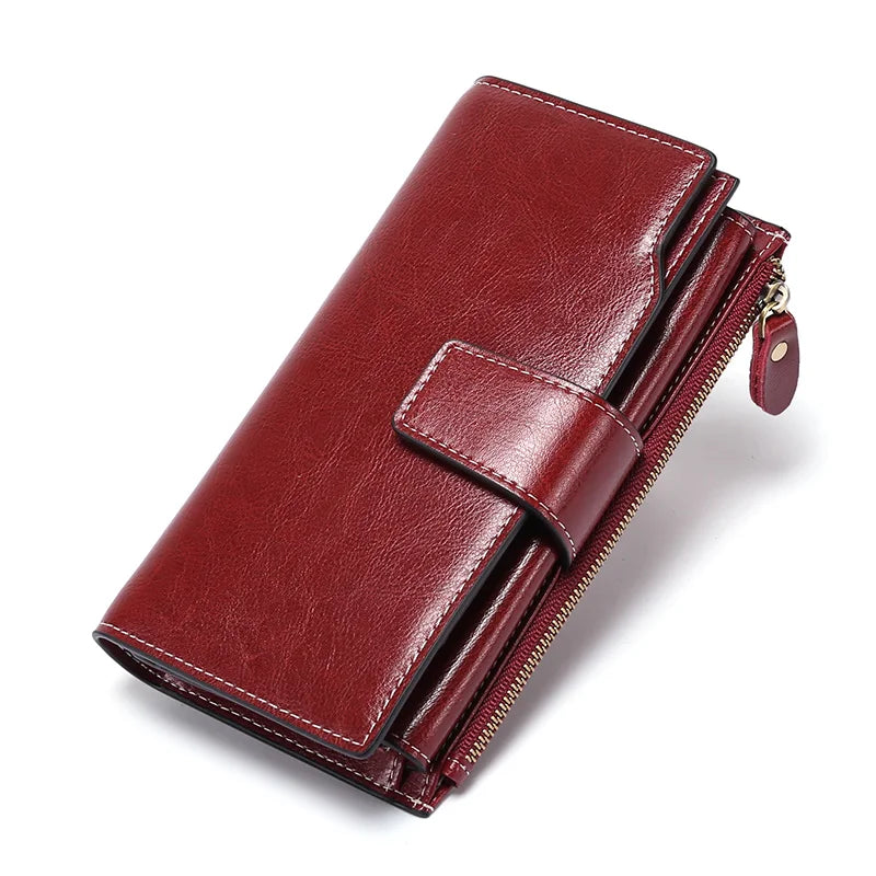 Zency Genuine Leather Ladies Wallets Luxury Card Holder Clutch Casual Women Wallets Long Large Capacity Purse Top Quality