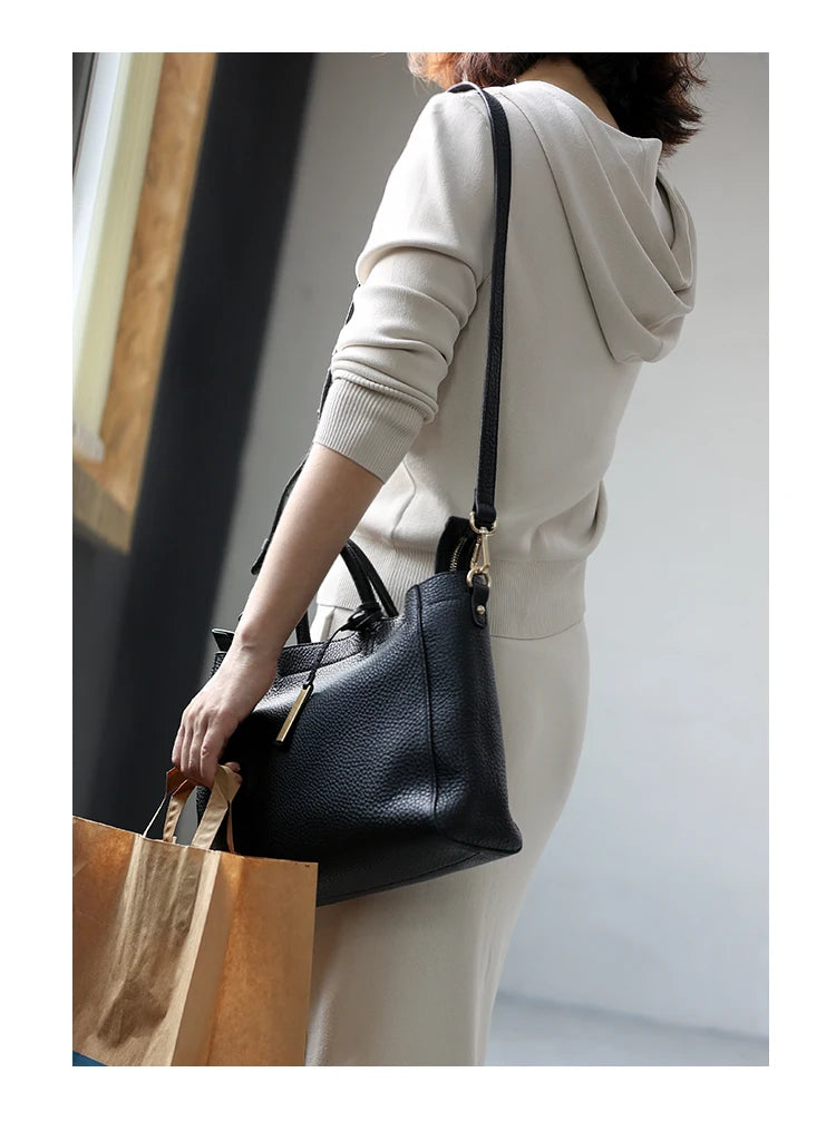 Luxury Women Handbag 100% Real Cow Leather Temperament Single Shoulder Messenger Bag Stuitable For Commuting