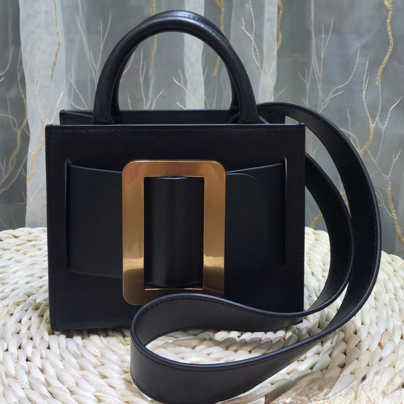 Handbags for Women 2022 Designer Luxury Genuine Leather Metal Square Buckle Shoulder Crossbody Bag Fashion Top Quality Tote Bag