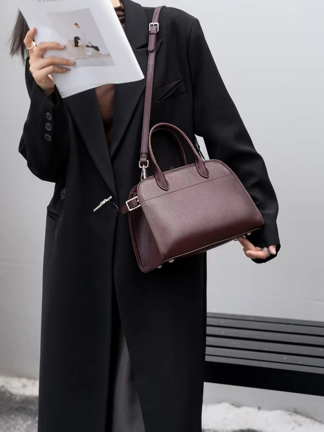 New Stylish Luxury Large Capacity Office Lady Commuter Tote Top Layer Vegetable Tanned Cow Leather Female Shoulder Bag Handbag