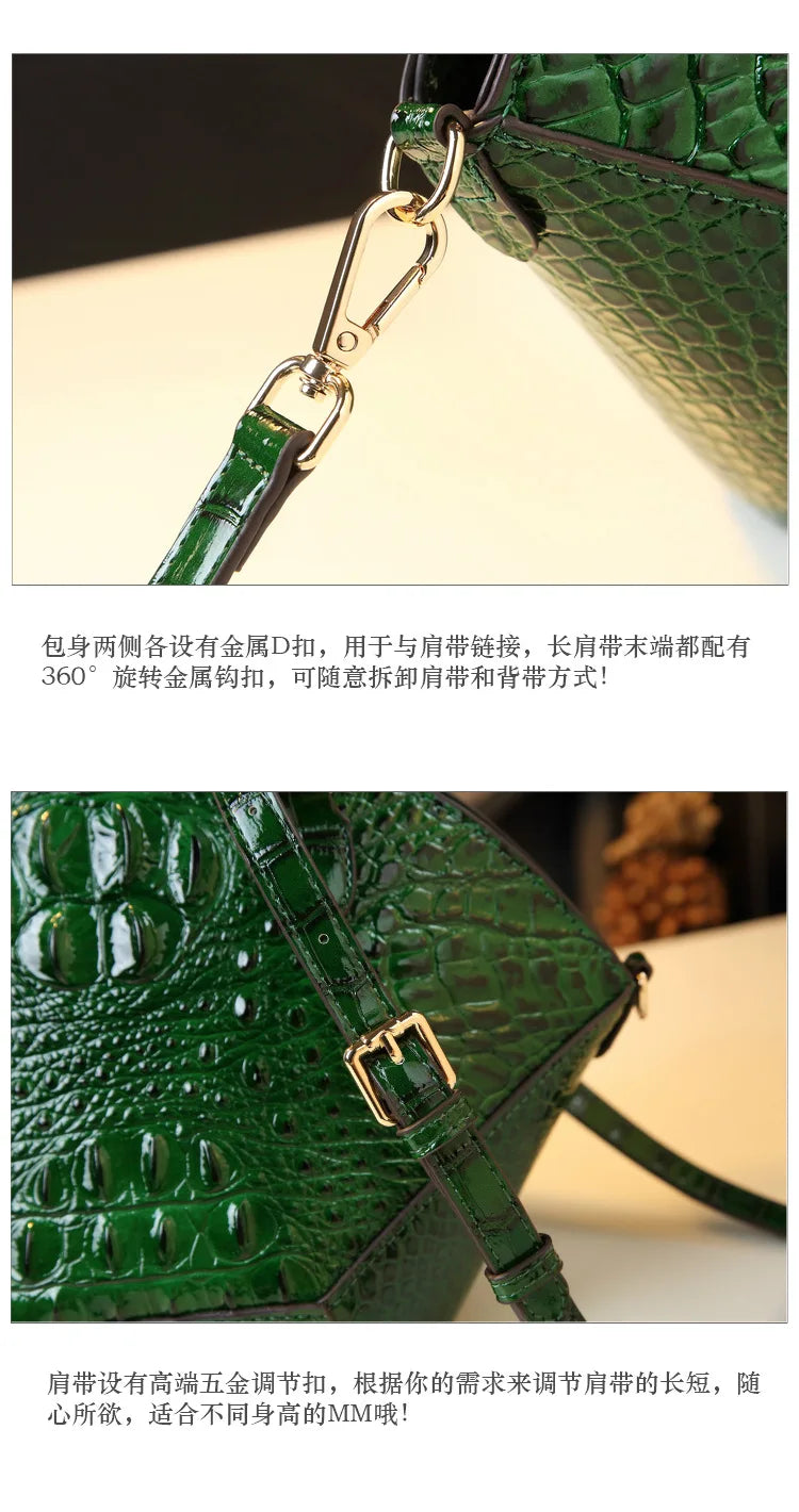 Woman Wedding Party Handbag Niche Luxury Bamboo Handle Bag Crocodile Pattern Woman Bag Fashionable Shoulder Lady Shell Bag 2023