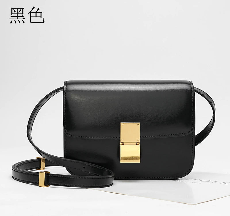 New Tofu Bag Luxury Brand Top Quality Smooth Genuine Leather One Shoulder Messenger Bag Fashion Women's Small Square Box Bag