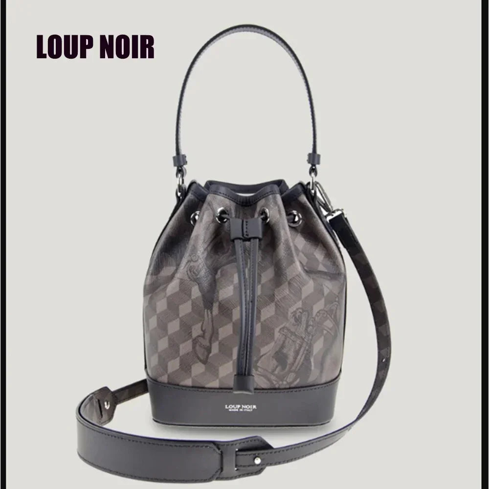 Original LOUP NOIR Luxury brands tote bags Women men bag Highest quality Almond Mini Bucket Bag Makeup tote Leather bags