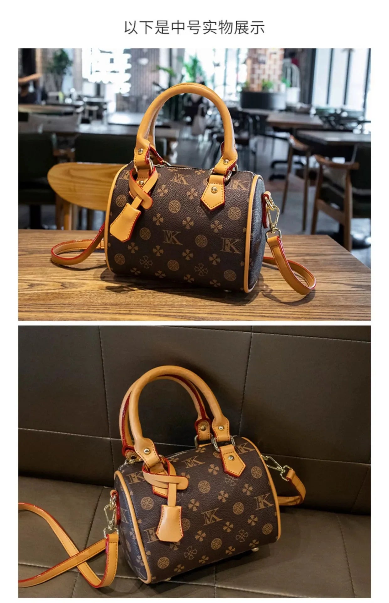 Fashionable Luxury Brand Mini Boston Pillow Handbag with High Texture and Temperament Casual Printed Letter Crossbody Bag