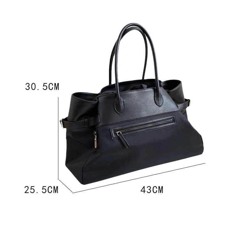 Nylon and Genuine LeatherTote Bag For Women Luxury Designer Handbags And Purse 2023 New In Fashion Large Capacity Ladies Travel