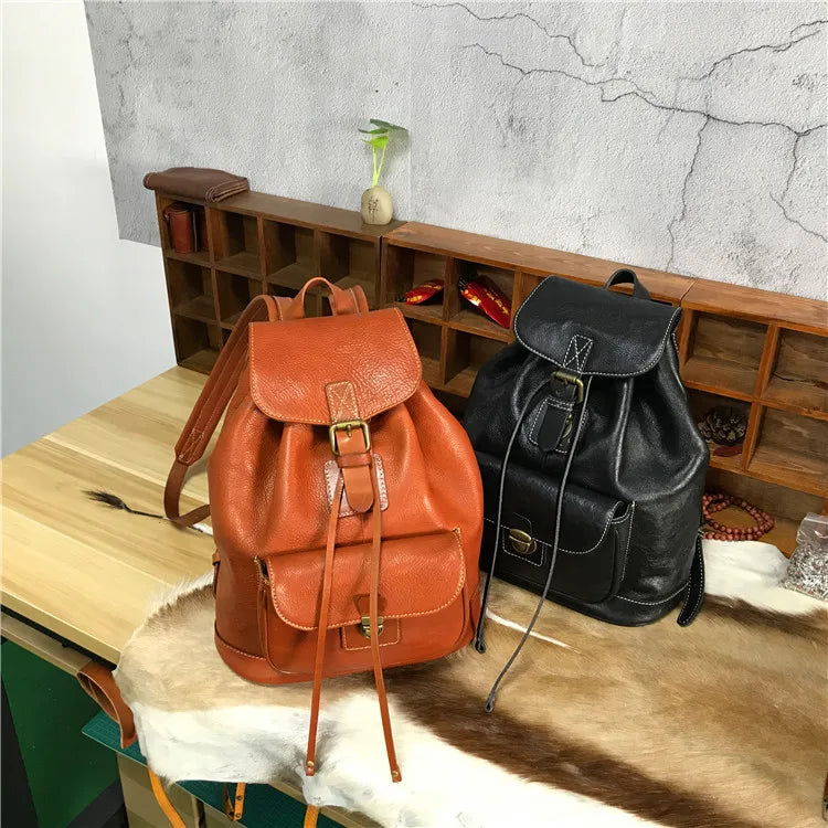 New Luxury Women Leather Backpacks Ladies Genuine Leather Luxury Backpack High-quality Woman Vintage Anti-theft Backbags