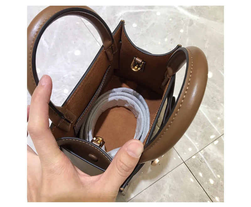 Handbags for Women 2022 Designer Luxury Genuine Leather Metal Square Buckle Shoulder Crossbody Bag Fashion Top Quality Tote Bag