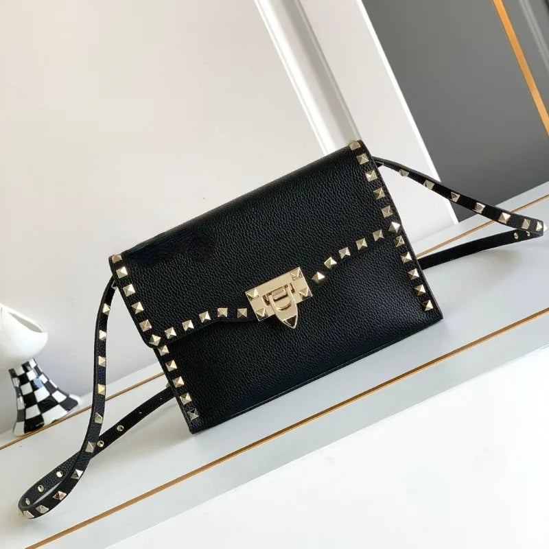 2024 Luxury Design Rivet Crossbody Bag Women Genuine Leather Single Ladies Hand Bags Shoulder Messenger Stud Purses and Handbag