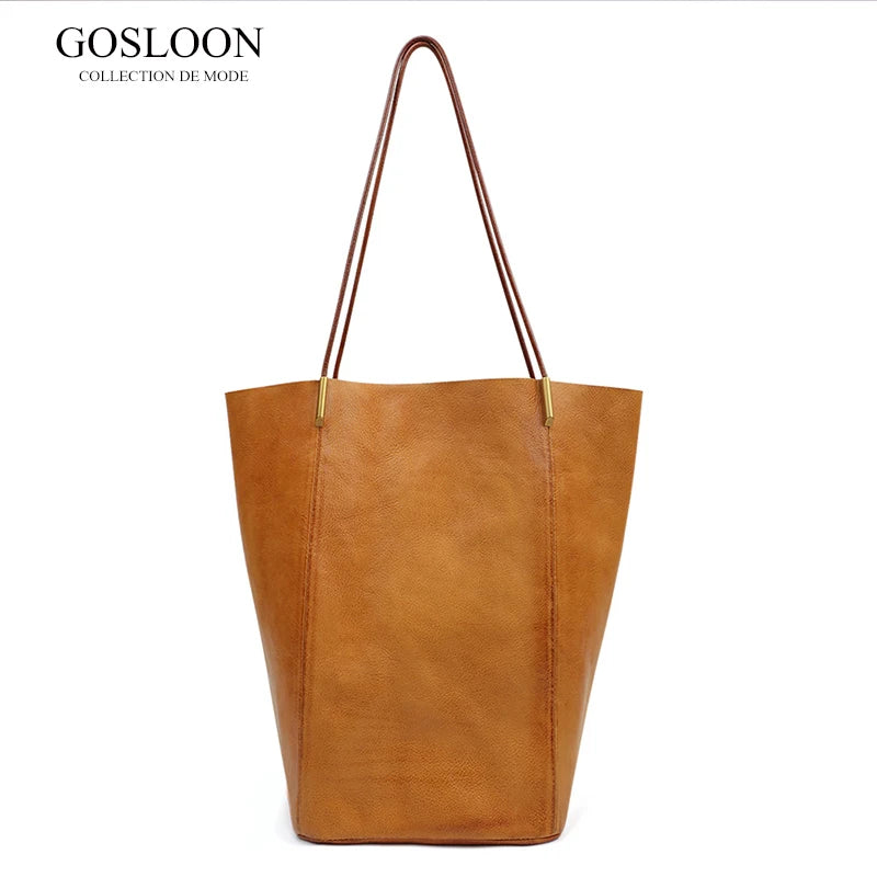 GOSLOON-198 Luxury Genuine Leather Women Shoulder Bags Large Capacity Female Totes Bag Original Leather Lady Handbag Casual