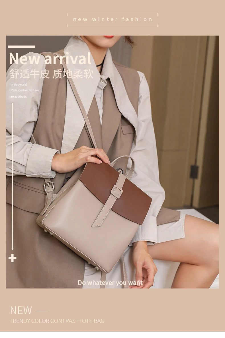 Luxury Genuine Leather Women Backpack Vintage Casual High Quality School Bag for Teenage Girl Travel Bag Mochila Mujer