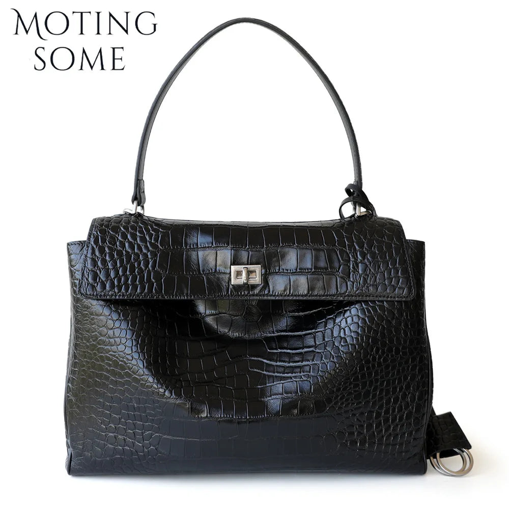 Motingsome 2024 Rodeo Buckle Woman Luxury Designer Bags Cow Leather Handbag Fashion Lady Pouch Retro Underarm Purses Tote New