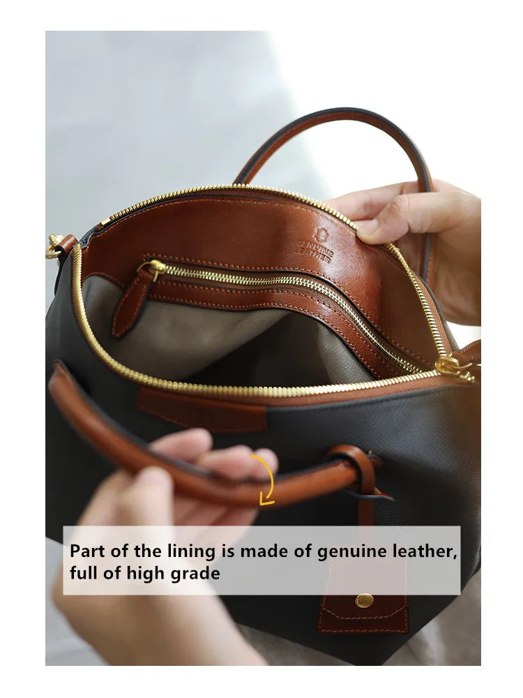 Women's Crossbody Bag Female Luxury Handbag Nylon With Genuine Leather Shoulder Bag Large Capacity Tote For Work