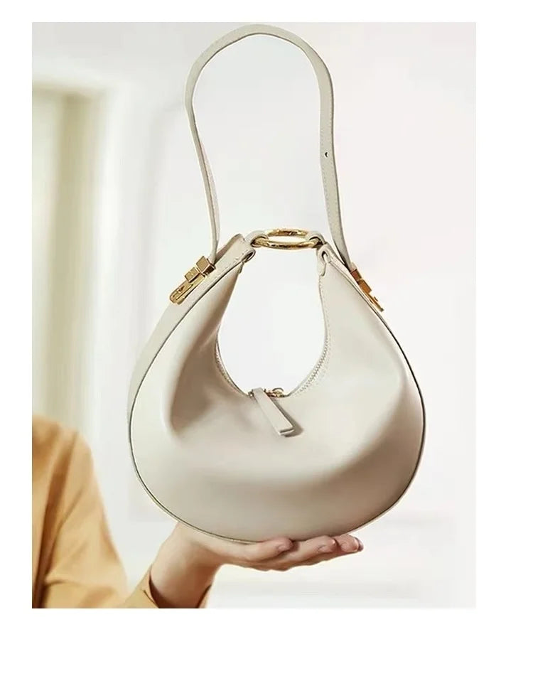 Original Cow Bag Fashion Luxury Real Leather Bags Handcraft Ladies Women Handbag Second Skin Half Moon Purses#SC1005