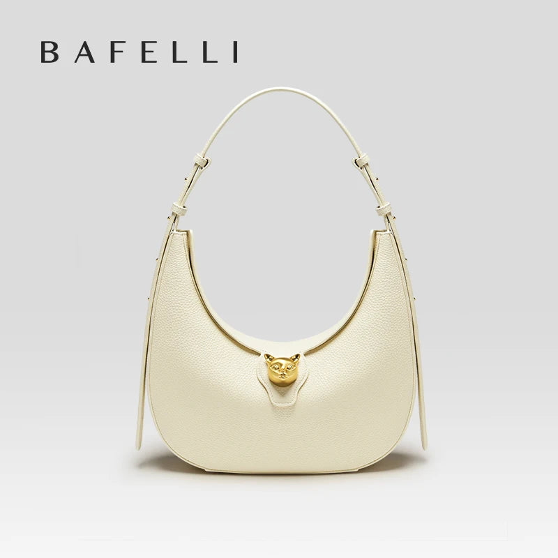 BAFELLI 2024 NEW WOMEN'S HANDBAG CAT SERIES GENUINE LEATHER LUXURY BRAND FASHION RETRO STYLE SHOULDER HOBOS FLAP BAGS FEMALE