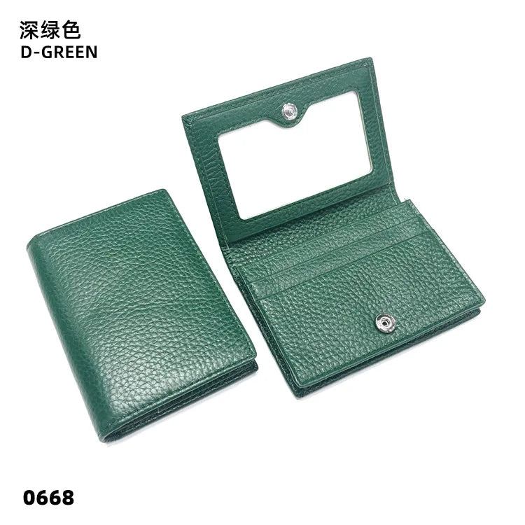 Custom Initials Business Card Holder Genuine Leather Folding Wallet ID Card Bag Woman Fashion Luxury Card Case Christmas Gift