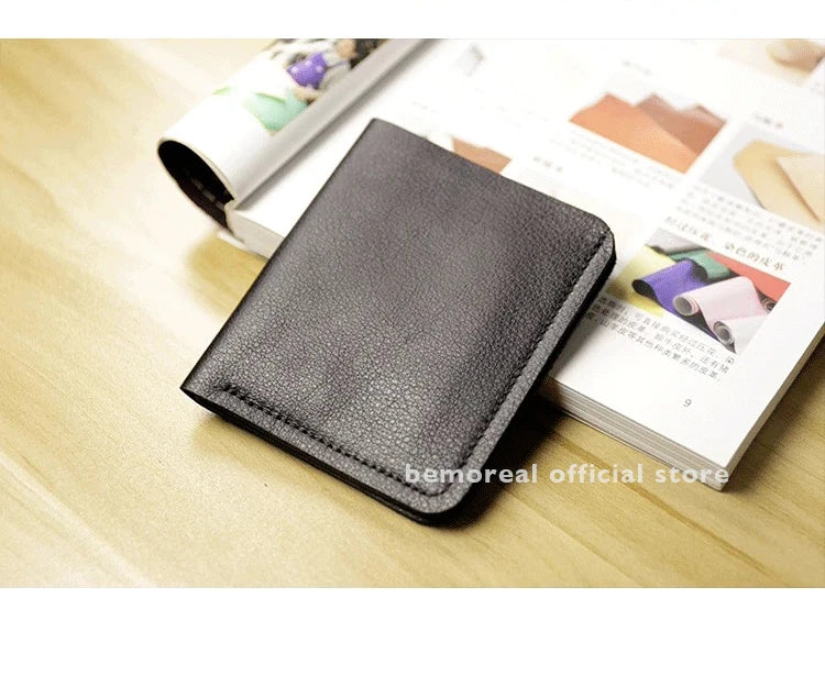 Genuine Leather Casual Men Wallet Luxury Design Short Purse Slim Card Holders Solid Money Bag Ultra Thin Minimalist Wallets